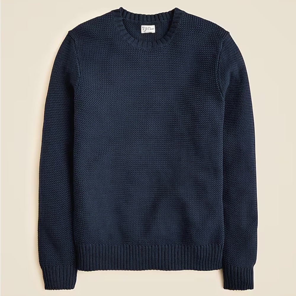 Basket-stitch cotton crewneck sweater